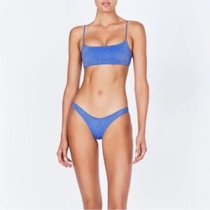 Vibrant Blue Bikini Set with Sporty Bandeau Top and Classic Cut Bottom